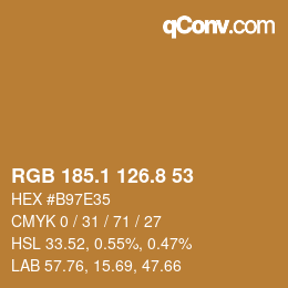 Color code: RGB 185.1 126.8 53 | qconv.com