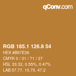 カラーコード: RGB 185.1 126.8 54 | qconv.com