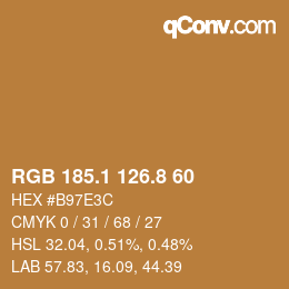 Color code: RGB 185.1 126.8 60 | qconv.com