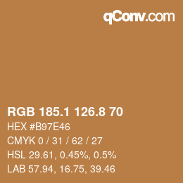 Color code: RGB 185.1 126.8 70 | qconv.com