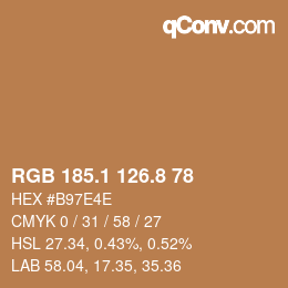Color code: RGB 185.1 126.8 78 | qconv.com
