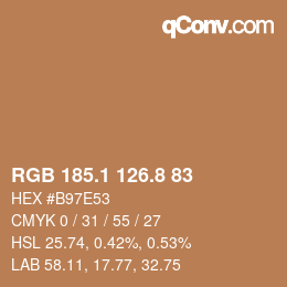 Color code: RGB 185.1 126.8 83 | qconv.com