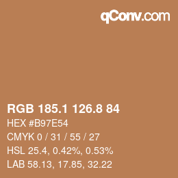 Color code: RGB 185.1 126.8 84 | qconv.com