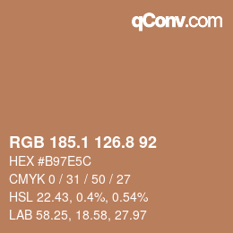 カラーコード: RGB 185.1 126.8 92 | qconv.com