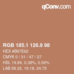 Color code: RGB 185.1 126.8 98 | qconv.com
