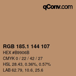 カラーコード: RGB 185.1 144 107 | qconv.com