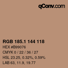 カラーコード: RGB 185.1 144 118 | qconv.com