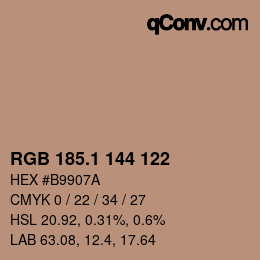 カラーコード: RGB 185.1 144 122 | qconv.com