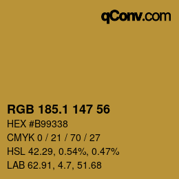 カラーコード: RGB 185.1 147 56 | qconv.com