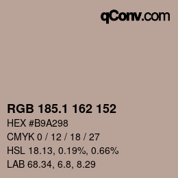 カラーコード: RGB 185.1 162 152 | qconv.com