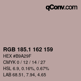 カラーコード: RGB 185.1 162 159 | qconv.com