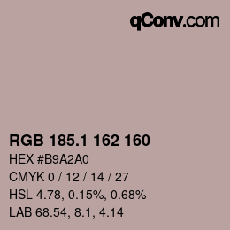 カラーコード: RGB 185.1 162 160 | qconv.com
