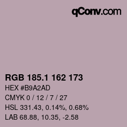 カラーコード: RGB 185.1 162 173 | qconv.com