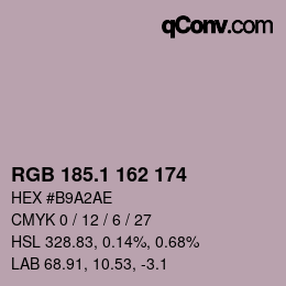 カラーコード: RGB 185.1 162 174 | qconv.com