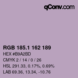 カラーコード: RGB 185.1 162 189 | qconv.com