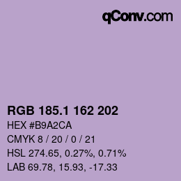 カラーコード: RGB 185.1 162 202 | qconv.com