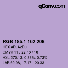 カラーコード: RGB 185.1 162 208 | qconv.com