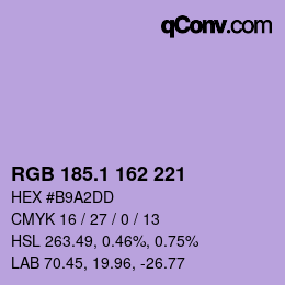 カラーコード: RGB 185.1 162 221 | qconv.com