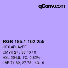 カラーコード: RGB 185.1 162 255 | qconv.com