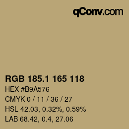 カラーコード: RGB 185.1 165 118 | qconv.com