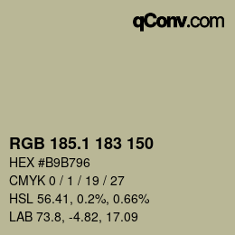 カラーコード: RGB 185.1 183 150 | qconv.com