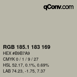 Color code: RGB 185.1 183 169 | qconv.com