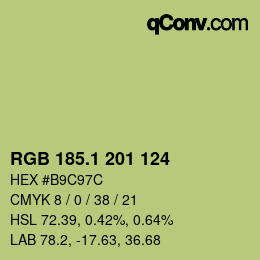 カラーコード: RGB 185.1 201 124 | qconv.com