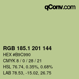 カラーコード: RGB 185.1 201 144 | qconv.com