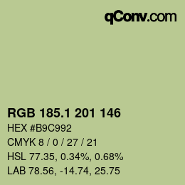 カラーコード: RGB 185.1 201 146 | qconv.com