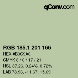 Color code: RGB 185.1 201 166 | qconv.com