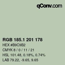 Color code: RGB 185.1 201 178 | qconv.com