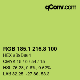 カラーコード: RGB 185.1 216.8 100 | qconv.com
