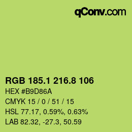 カラーコード: RGB 185.1 216.8 106 | qconv.com