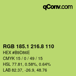 カラーコード: RGB 185.1 216.8 110 | qconv.com