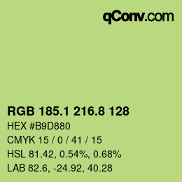 カラーコード: RGB 185.1 216.8 128 | qconv.com