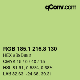 カラーコード: RGB 185.1 216.8 130 | qconv.com