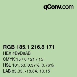 Color code: RGB 185.1 216.8 171 | qconv.com
