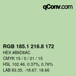 カラーコード: RGB 185.1 216.8 172 | qconv.com