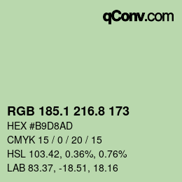 カラーコード: RGB 185.1 216.8 173 | qconv.com