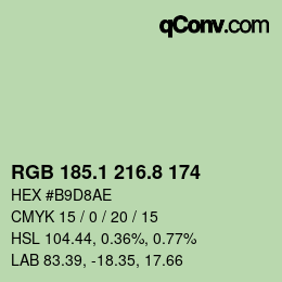 カラーコード: RGB 185.1 216.8 174 | qconv.com