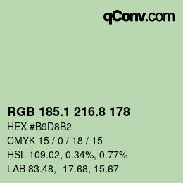 カラーコード: RGB 185.1 216.8 178 | qconv.com