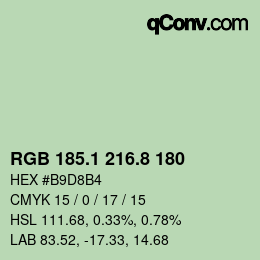 Color code: RGB 185.1 216.8 180 | qconv.com