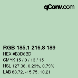 カラーコード: RGB 185.1 216.8 189 | qconv.com