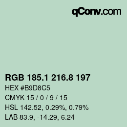 Color code: RGB 185.1 216.8 197 | qconv.com