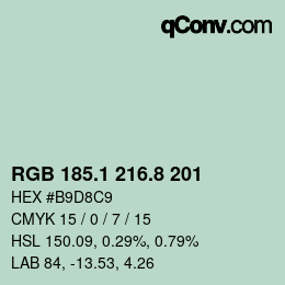 カラーコード: RGB 185.1 216.8 201 | qconv.com