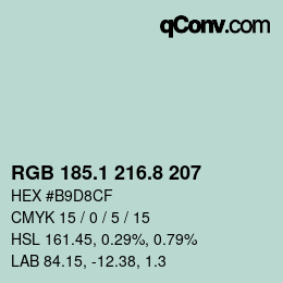 Color code: RGB 185.1 216.8 207 | qconv.com