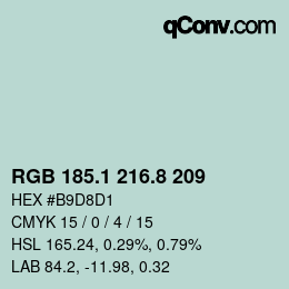 カラーコード: RGB 185.1 216.8 209 | qconv.com