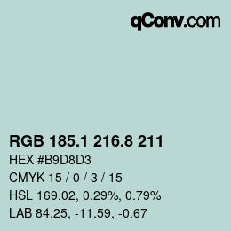 Farbcode: RGB 185.1 216.8 211 | qconv.com