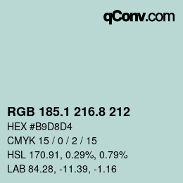 Color code: RGB 185.1 216.8 212 | qconv.com