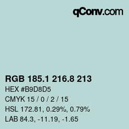 カラーコード: RGB 185.1 216.8 213 | qconv.com